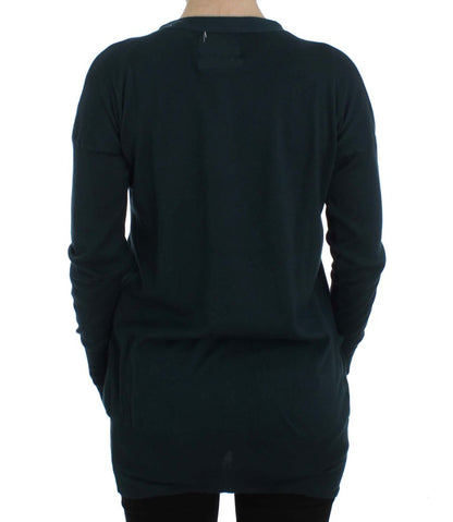 Italian-Made Green Cotton Cardigan with Full Button Closure