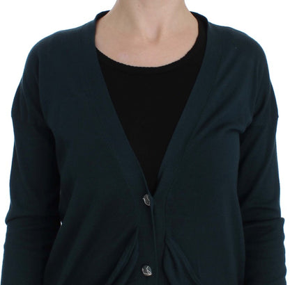 Green Cardigan Sweater with Logo Details from PINK MEMORIES