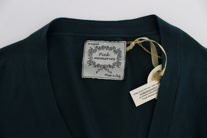 Stunning Green Cotton Cardigan Made with Love in Italy