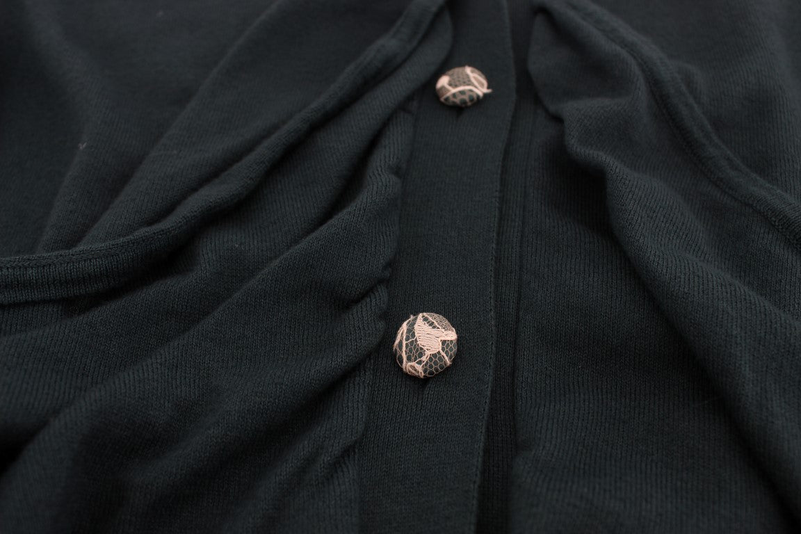 Cozy Must-Have Green Cotton Cardigan with Full Button Closure