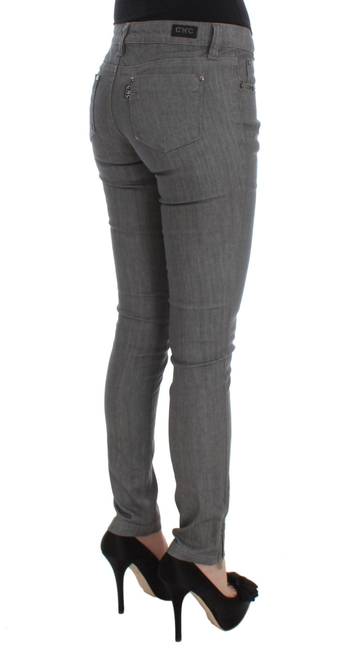 Slim-fit Italian designer jeans with crisp gray hue