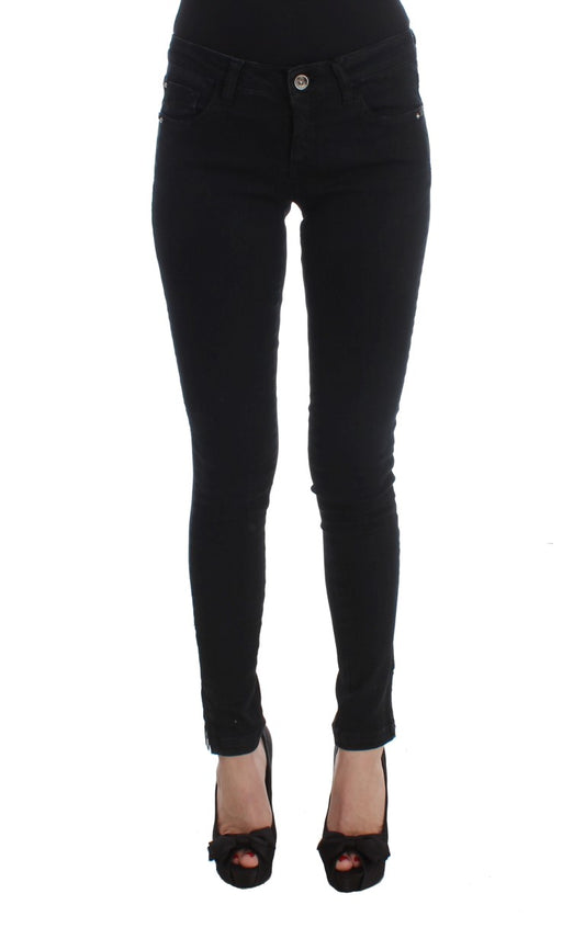 Costume National Sleek Black Slim Fit Designer Jeans in classic black hue