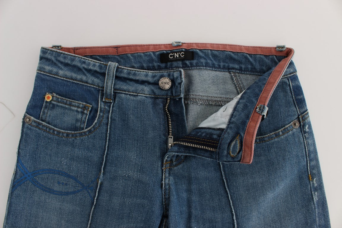 Detailed view of Costume National logo on the back pocket