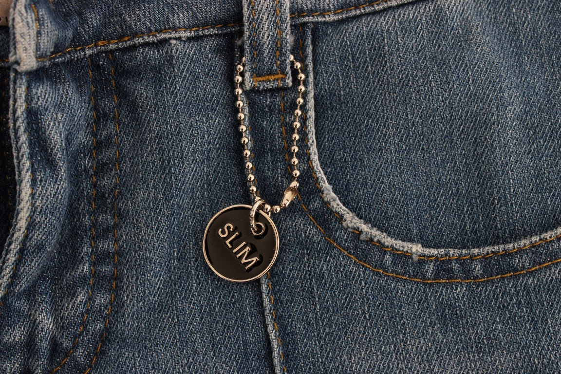 Chic and streamlined silhouette of Costume National blue jeans