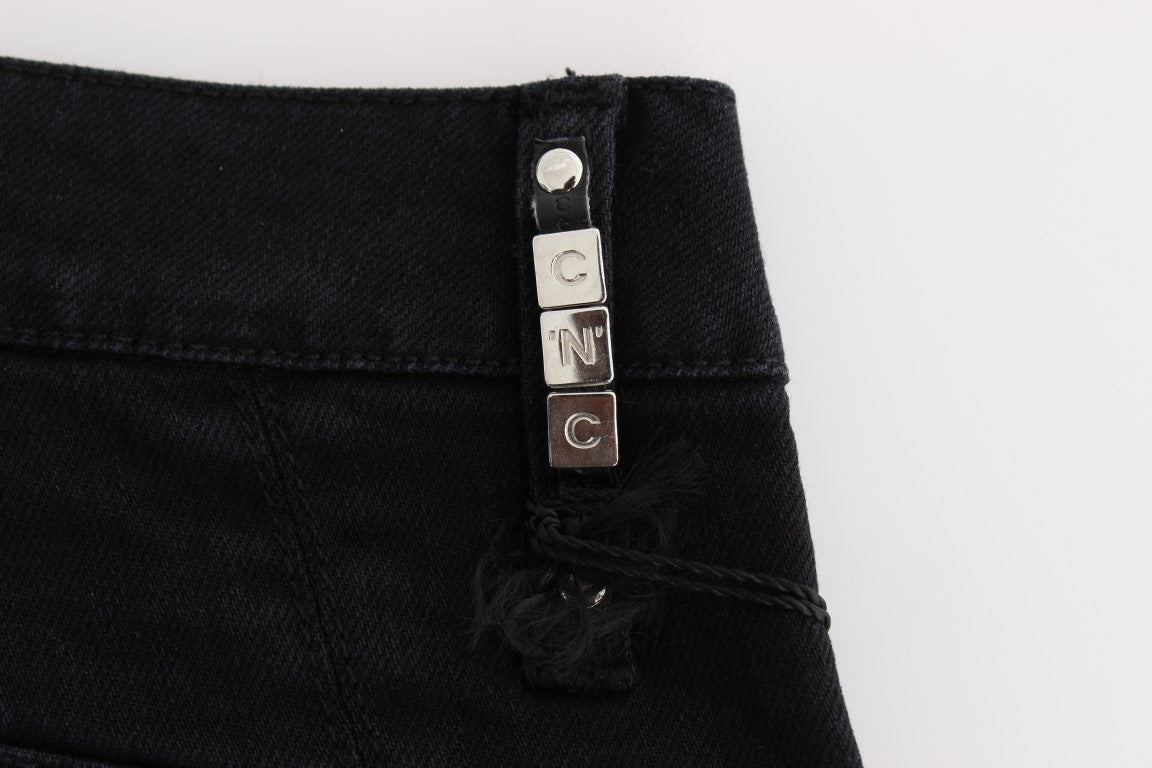 High-quality black denim jeans with logo details