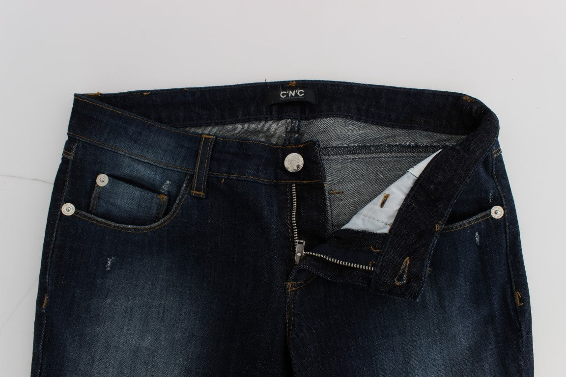 Blue jeans with zipper and button fly