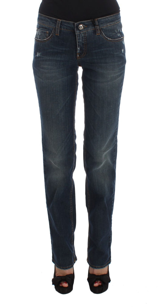 Chic blue Costume National designer jeans with regular fit and logo details