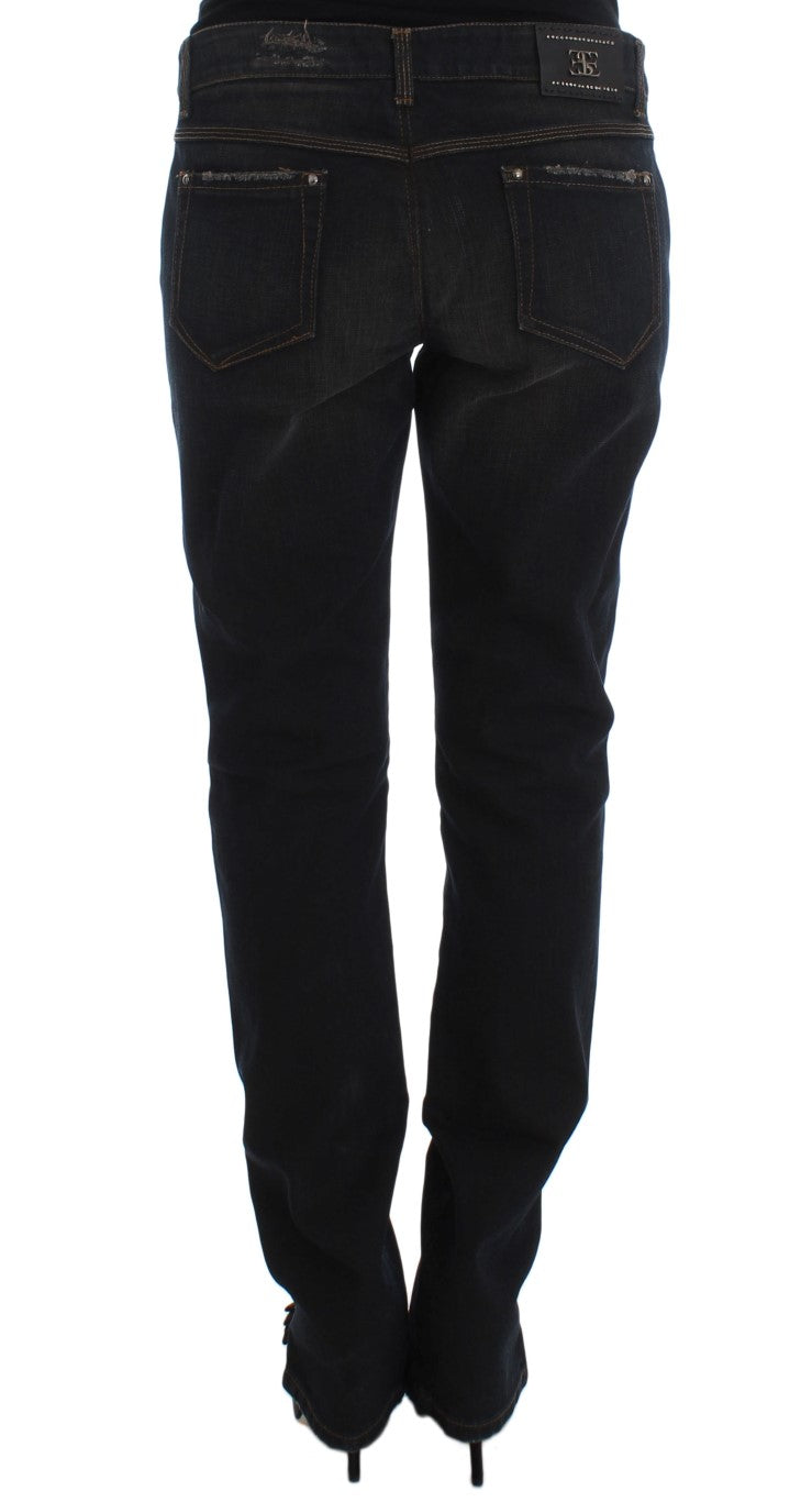 Italian-made Ermanno Scervino Chic Boyfriend Cotton Jeans in Blue