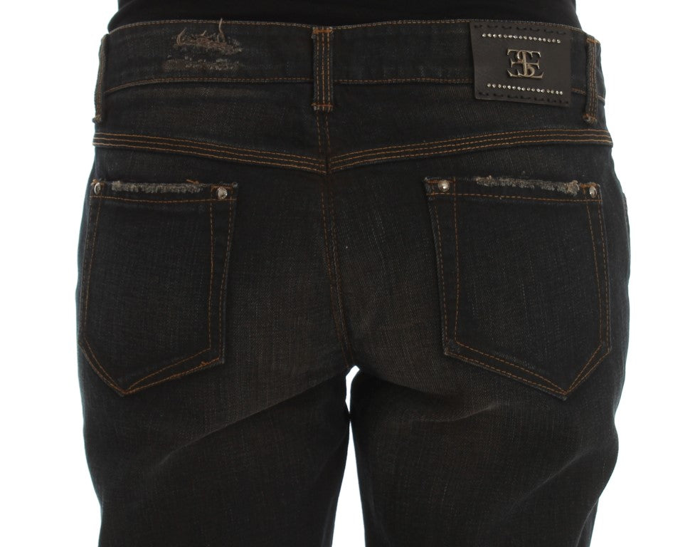 Blue Ermanno Scervino Chic Boyfriend Jeans with 100% Cotton material
