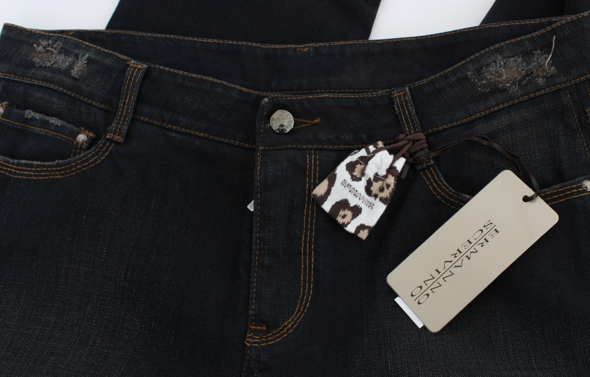 Italian-designed Ermanno Scervino Chic Boyfriend Cotton Jeans in Blue