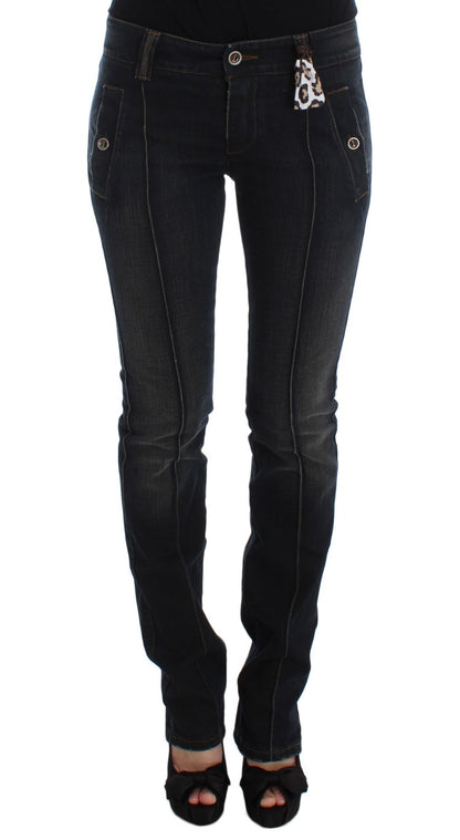 Ermanno Scervino Chic Slim Fit Italian Cotton Jeans in Blue, crafted from 100% premium cotton, perfect for versatile styling and authentic Italian style