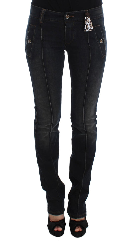Ermanno Scervino Chic Slim Fit Italian Cotton Jeans in Blue, crafted from 100% premium cotton, perfect for versatile styling and authentic Italian style