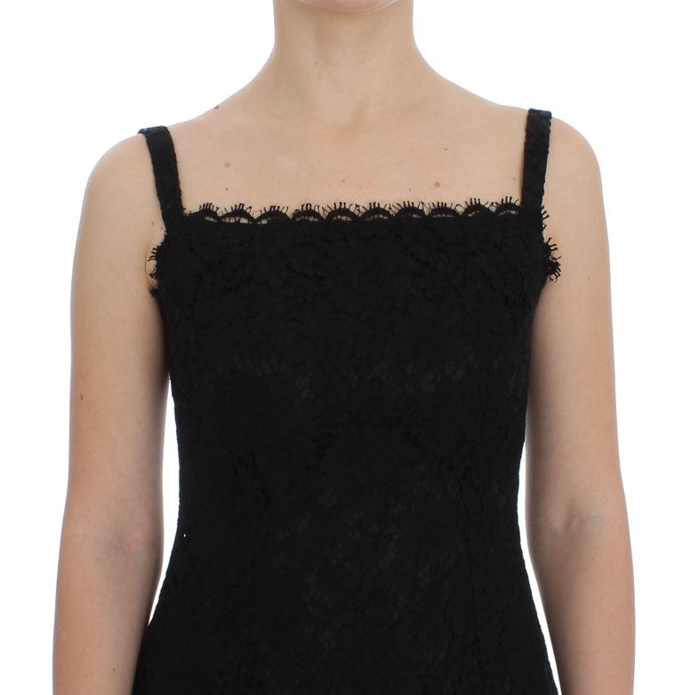 Dolce & Gabbana elegant knee-length dress with black floral lace design