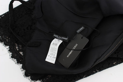 Black floral lace knee-length dress by Dolce & Gabbana, elegant and sophisticated