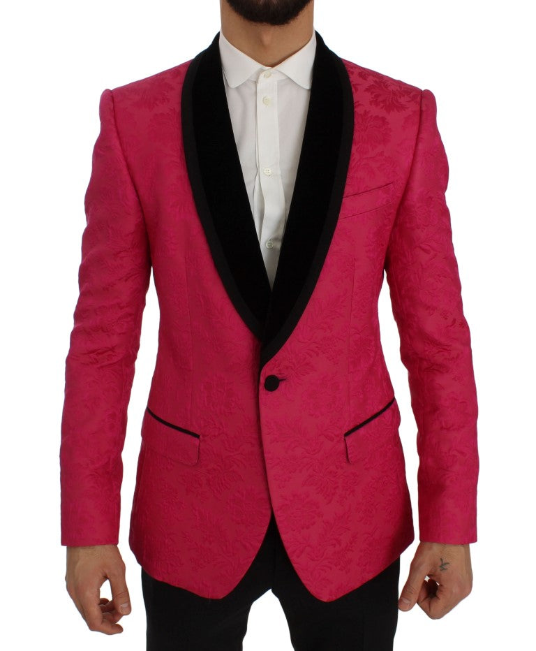 Luxurious Dolce & Gabbana floral brocade blazer in pink and black