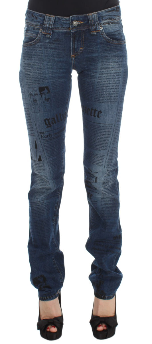John Galliano Elegant Slim Bootcut Denim Jeans in Blue Wash 