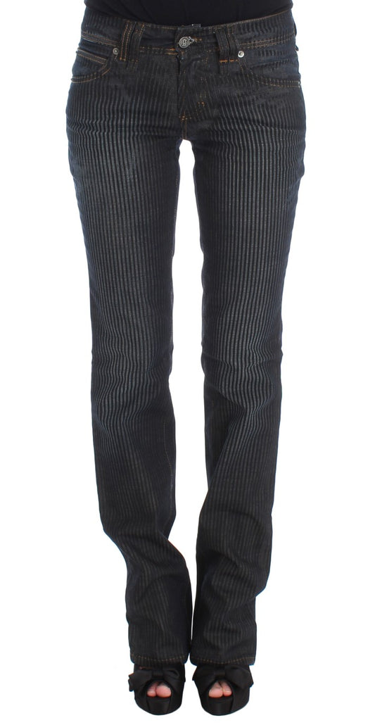 John Galliano blue designer jeans with a slim fit and bootcut silhouette