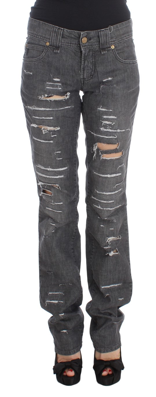 John Galliano Chic Gray Wash Straight Fit Jeans - Fashionable and comfortable denim pants for men