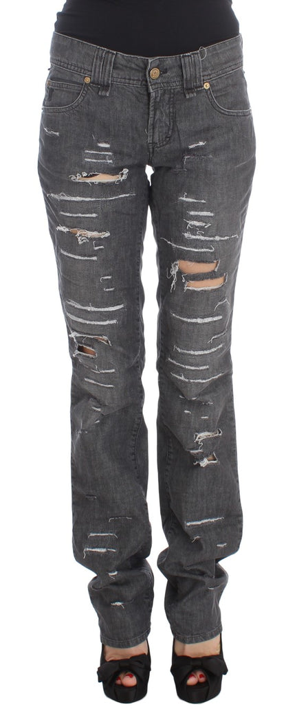 John Galliano Chic Gray Wash Straight Fit Jeans - Fashionable and comfortable denim pants for men