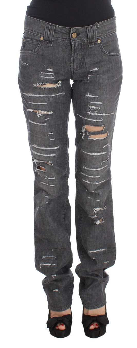 John Galliano Chic Gray Wash Straight Fit Jeans - Fashionable and comfortable denim pants for men