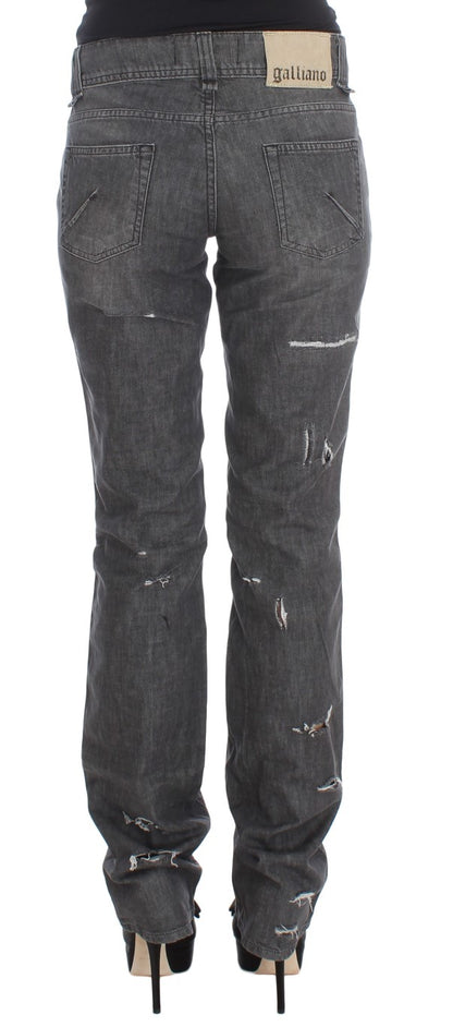 John Galliano Chic Gray Wash Straight Fit Jeans for men's fashion