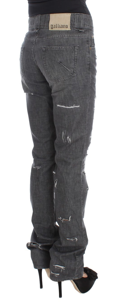 John Galliano Chic Gray Wash Straight Fit Jeans - sleek and stylish denim for a timeless and versatile look