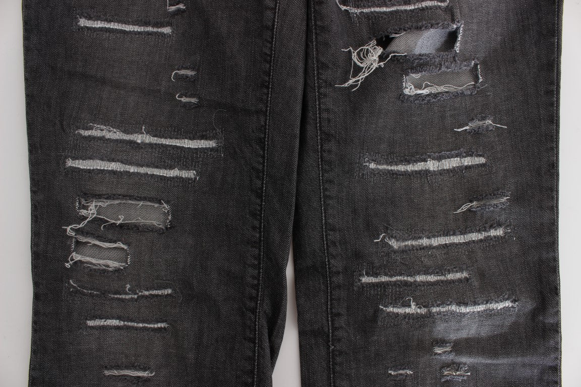 John Galliano Chic Gray Wash Straight Fit Jeans - Men's Fashion