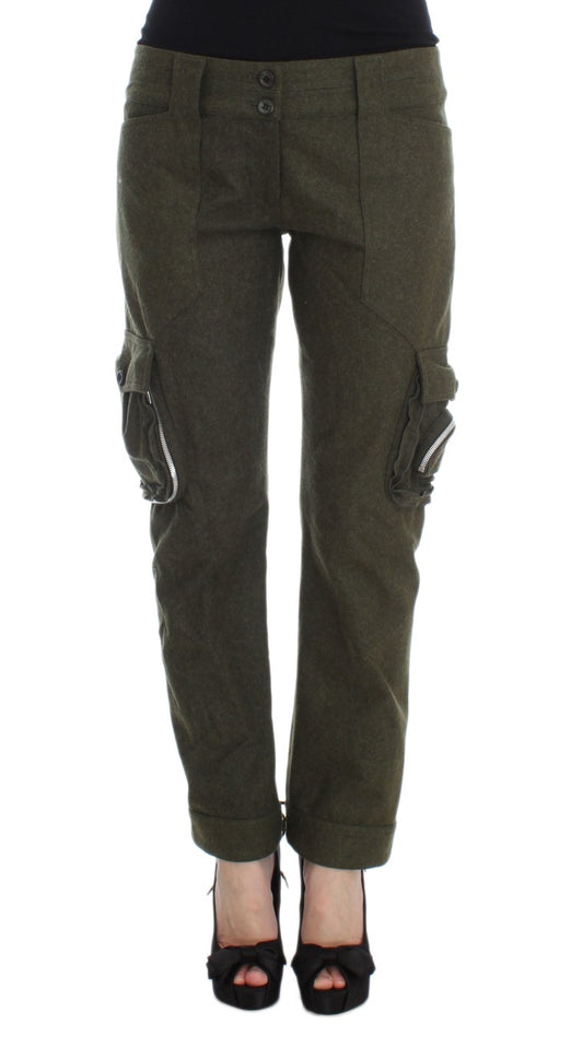 Elegant and versatile Ermanno Scervino green cargo pants for women 