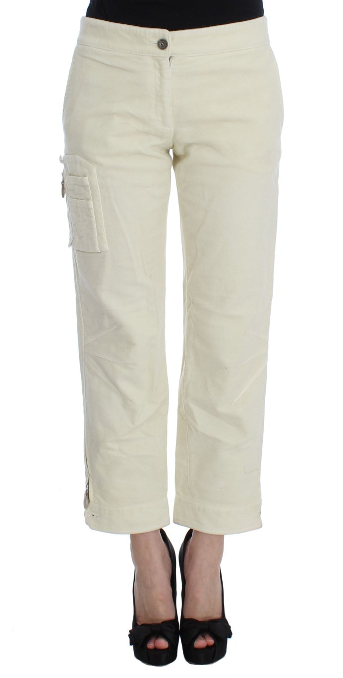 Ermanno Scervino Beige Capri Cropped Chic Pants made of 100% cotton from Italy