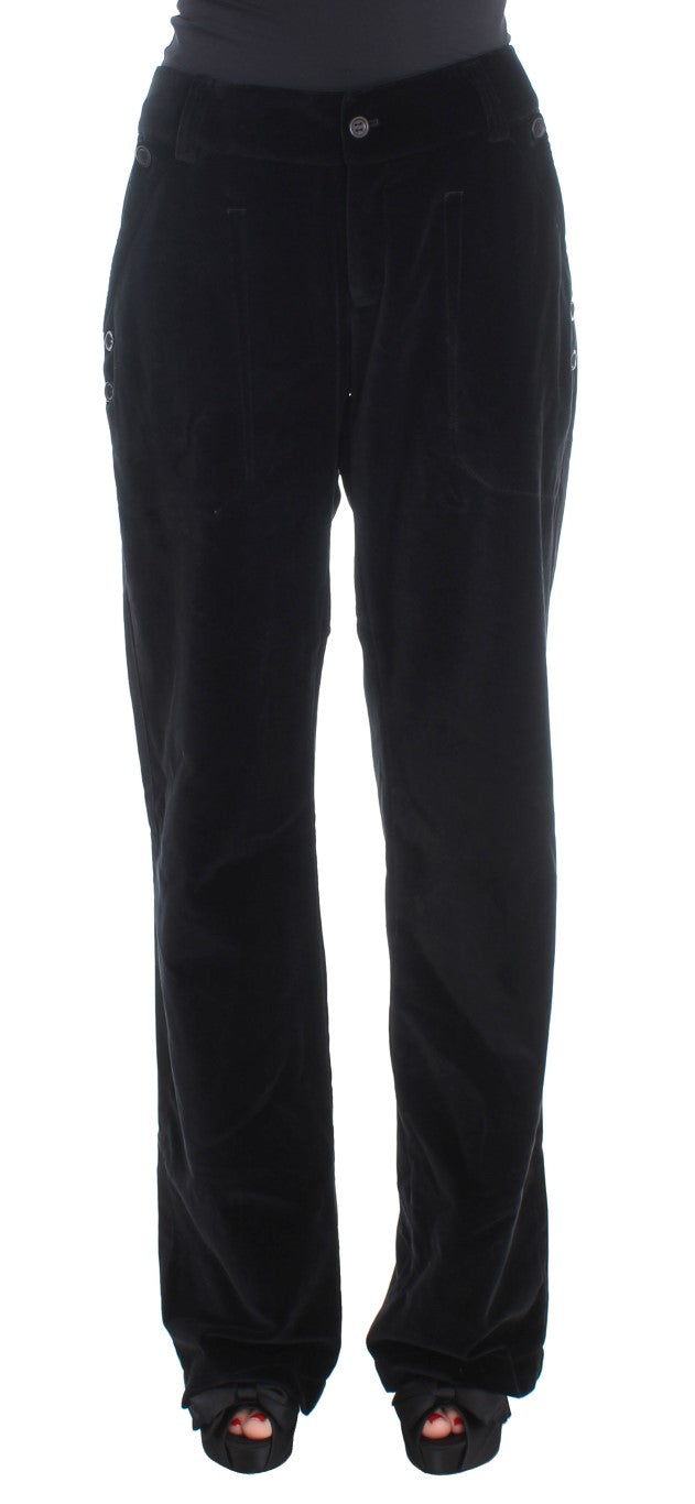 Ermanno Scervino Chic Black Straight Fit Cotton Jeans with Distressed Details