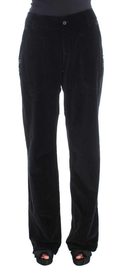 Ermanno Scervino Chic Black Straight Fit Cotton Jeans with Distressed Details