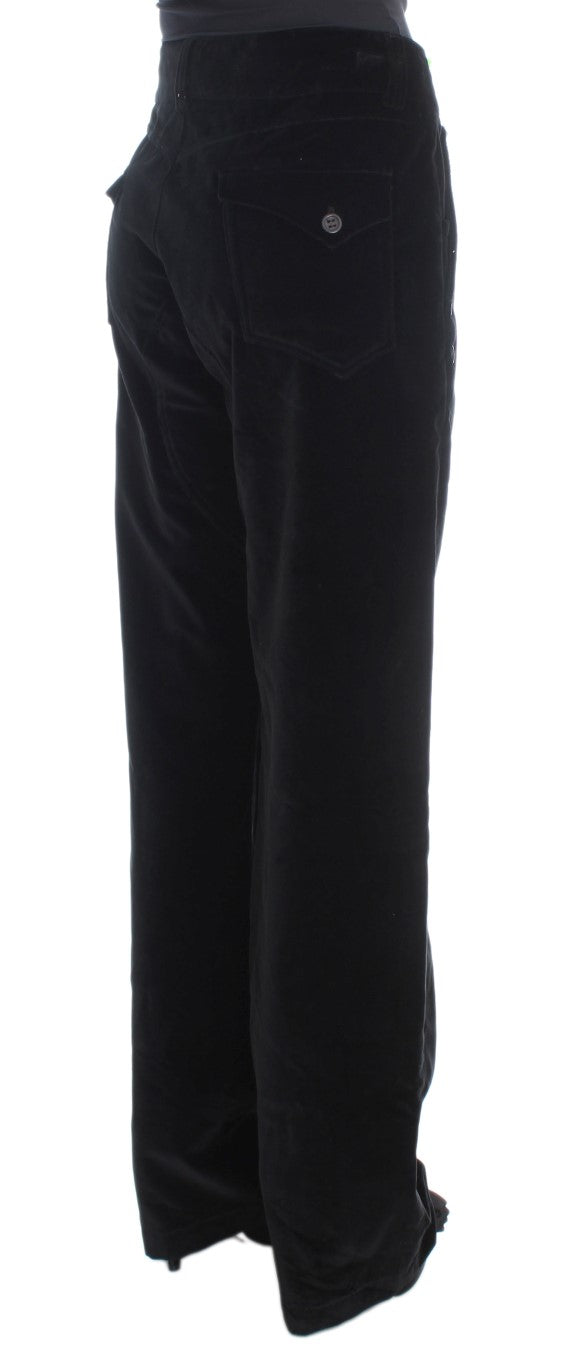 Ermanno Scervino Chic Black Straight Fit Cotton Jeans for Stylish Women