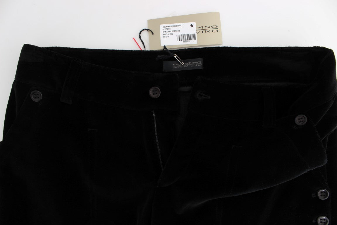 Ermanno Scervino Chic Black Straight Fit Cotton Jeans - Front view of stylish and versatile black jeans with a straight fit