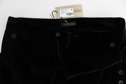 Ermanno Scervino Chic Black Straight Fit Cotton Jeans - Front view of stylish and versatile black jeans with a straight fit