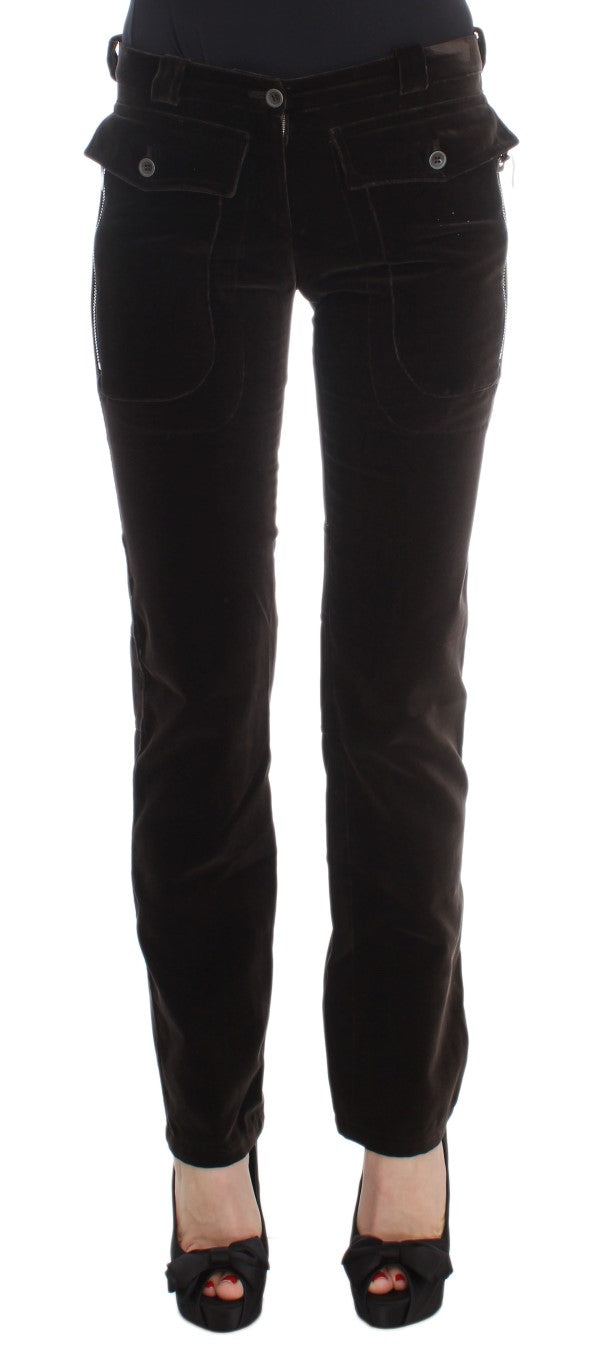 Ermanno Scervino Slim Fit Italian Cotton Pants in Brown