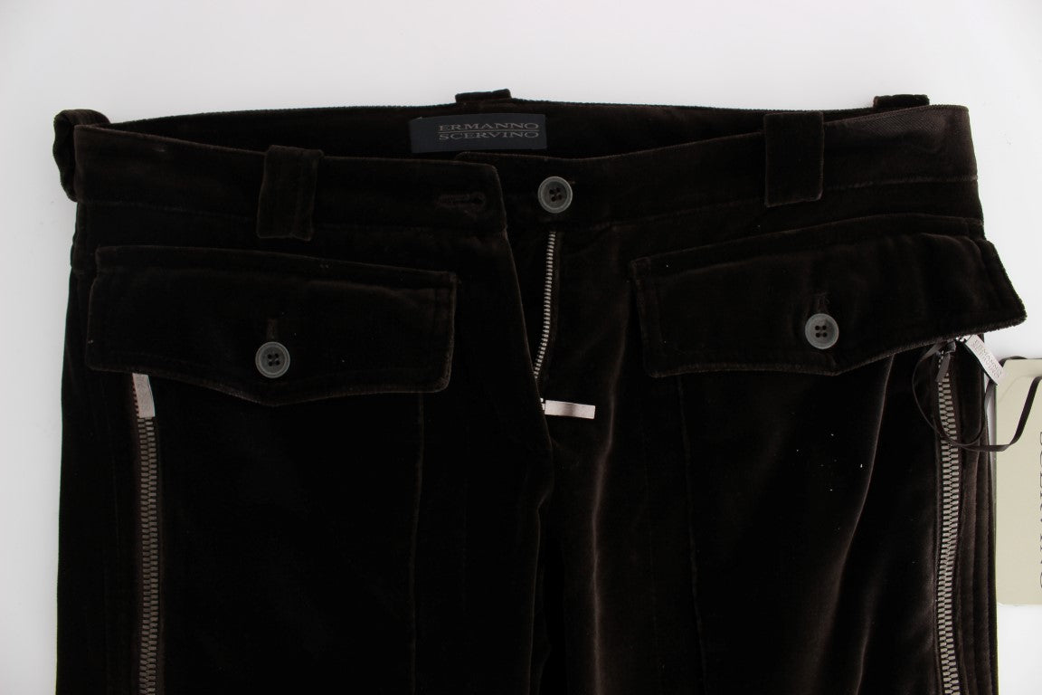 Brown Slim Fit 100% Cotton Pants by Ermanno Scervino