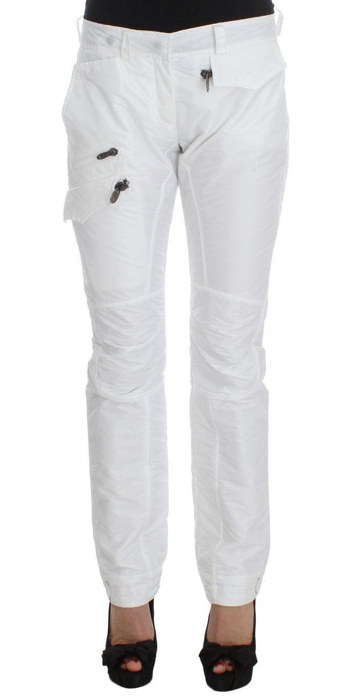 Luxurious Ermanno Scervino Chic White Nylon Cargo Pants from Italy