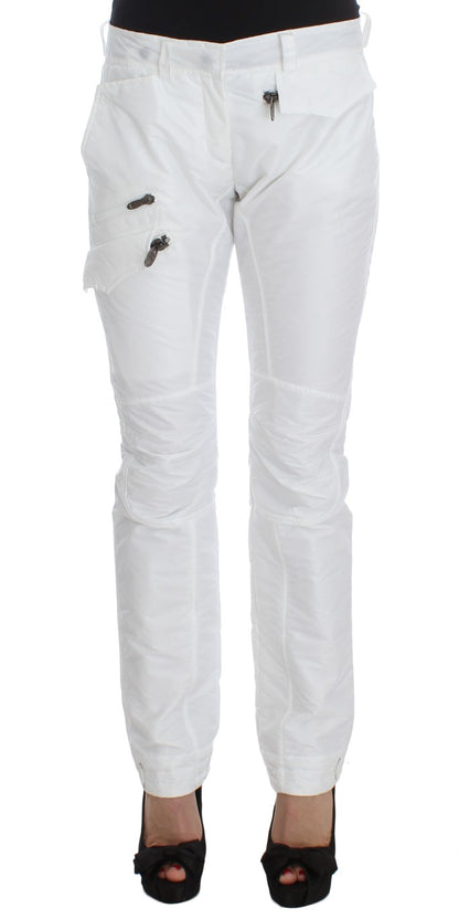Luxurious Ermanno Scervino Chic White Nylon Cargo Pants from Italy