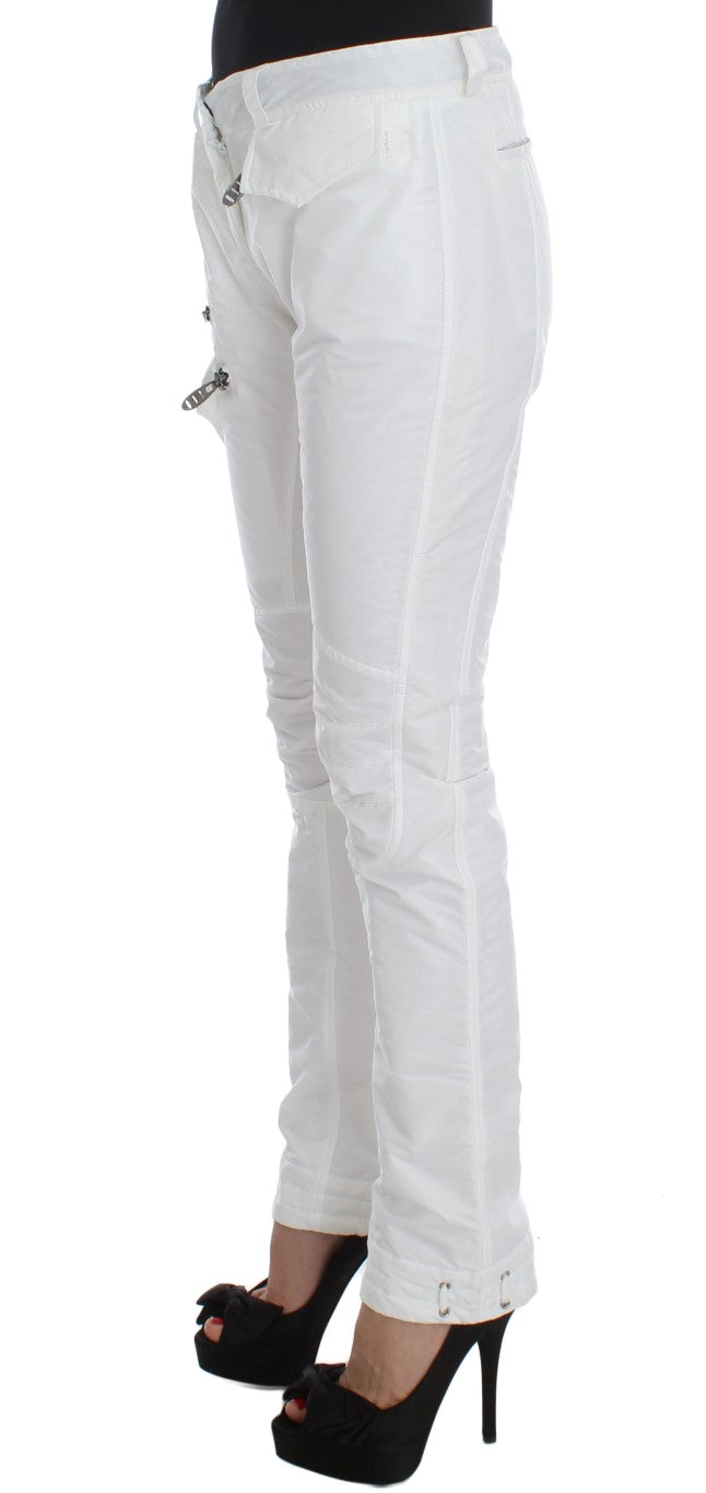 Stunning Ermanno Scervino Chic White Nylon Cargo Pants for a chic look