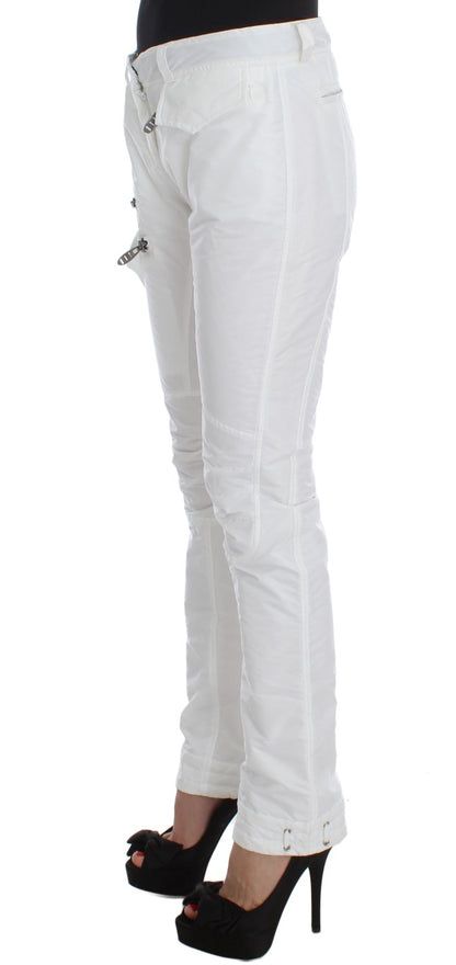 Stunning Ermanno Scervino Chic White Nylon Cargo Pants for a chic look