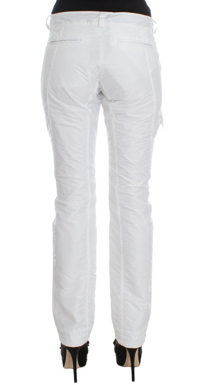High-end Ermanno Scervino Chic White Nylon Cargo Pants from Italy