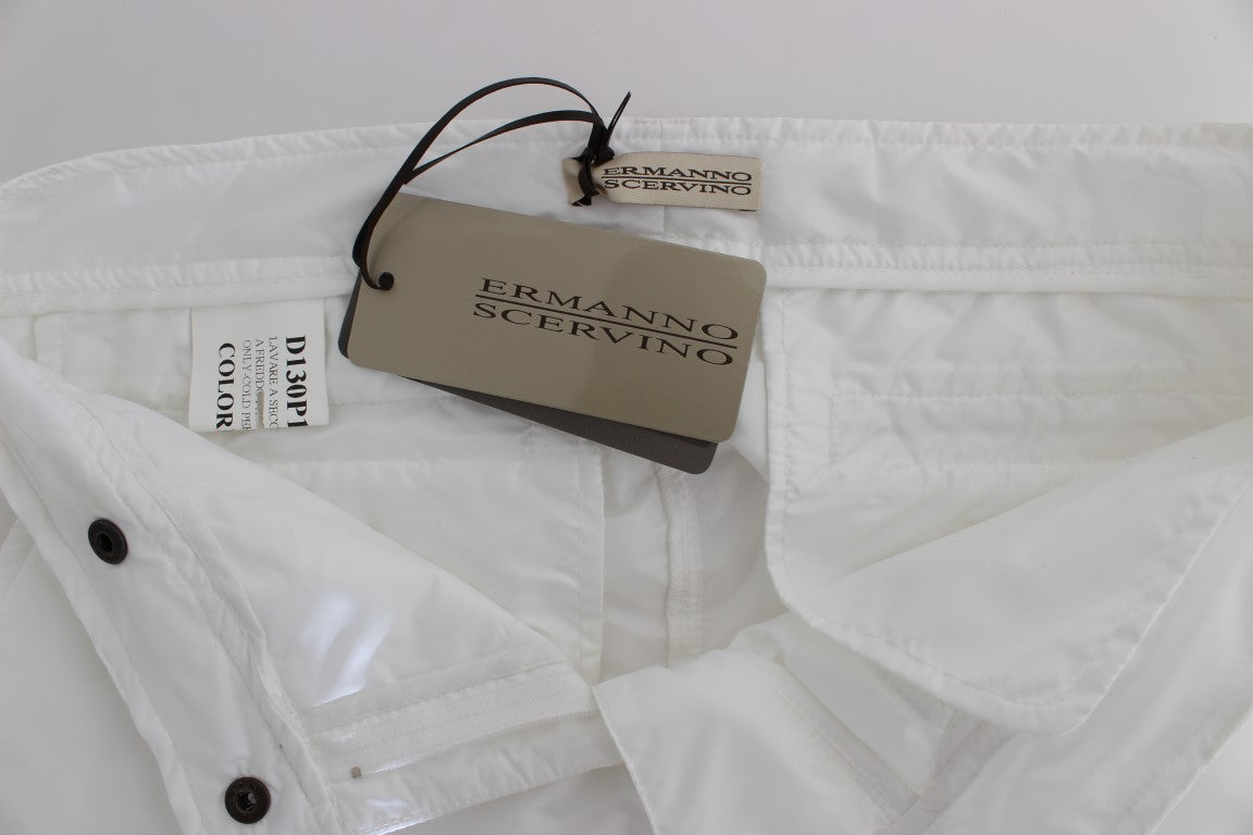 Elegant Ermanno Scervino Chic White Nylon Cargo Pants made in Italy