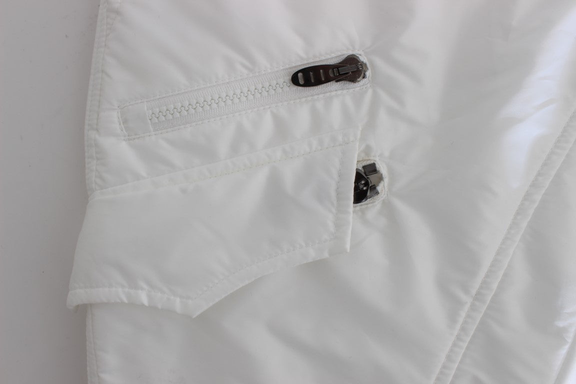 Italian-designed Ermanno Scervino Chic White Nylon Cargo Pants in pristine white
