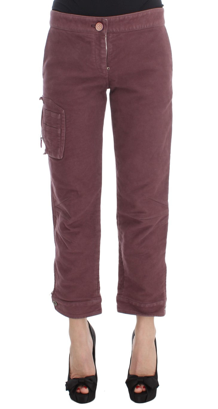 Ermanno Scervino Chic Bordeaux Capri Cropped Cargo Pants in luxurious Bordeaux color