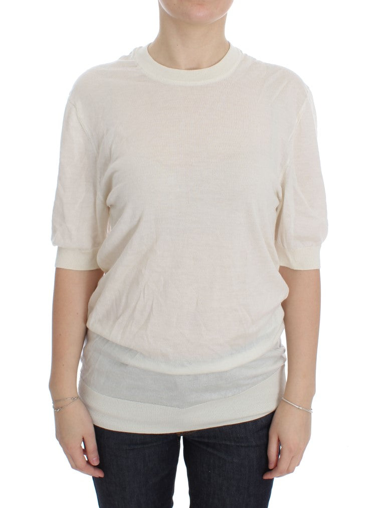 Exquisite Dolce & Gabbana white cashmere sweater with unparalleled softness