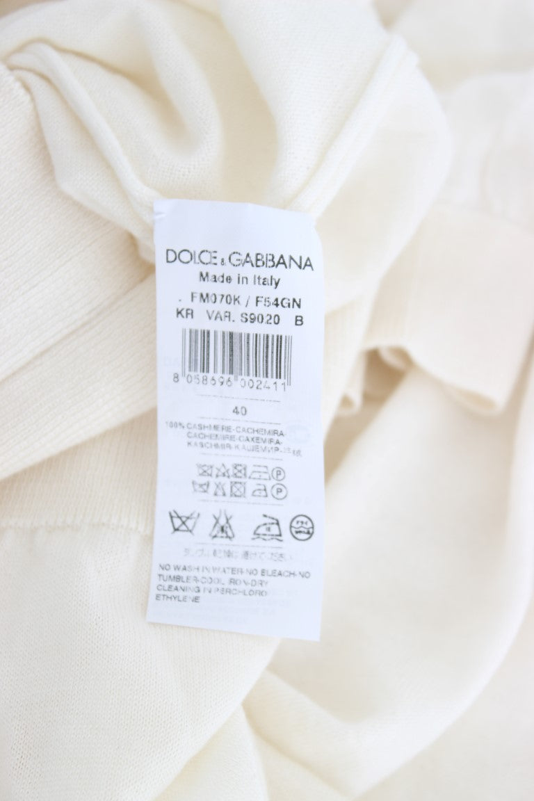 Soft and comfortable white cashmere sweater from Dolce & Gabbana