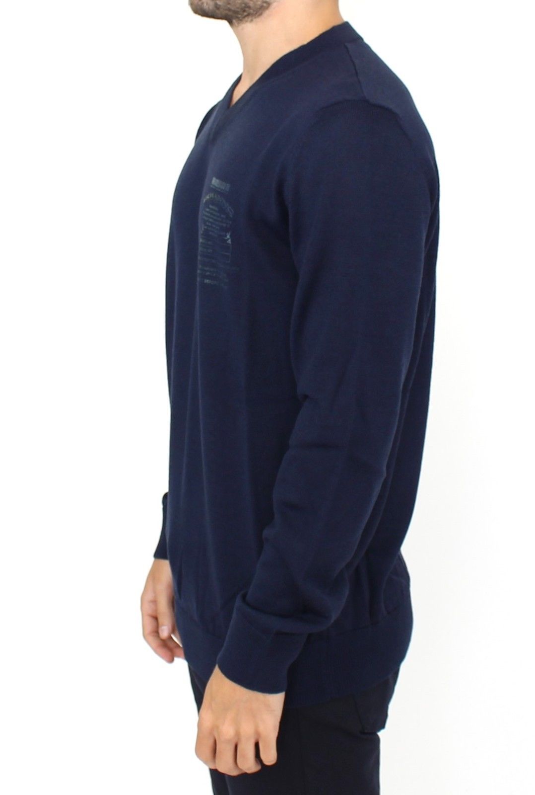Ermanno Scervino Elegant Blue V-Neck Wool Blend Pullover - Stylish and sophisticated knitwear for a timeless and refined look