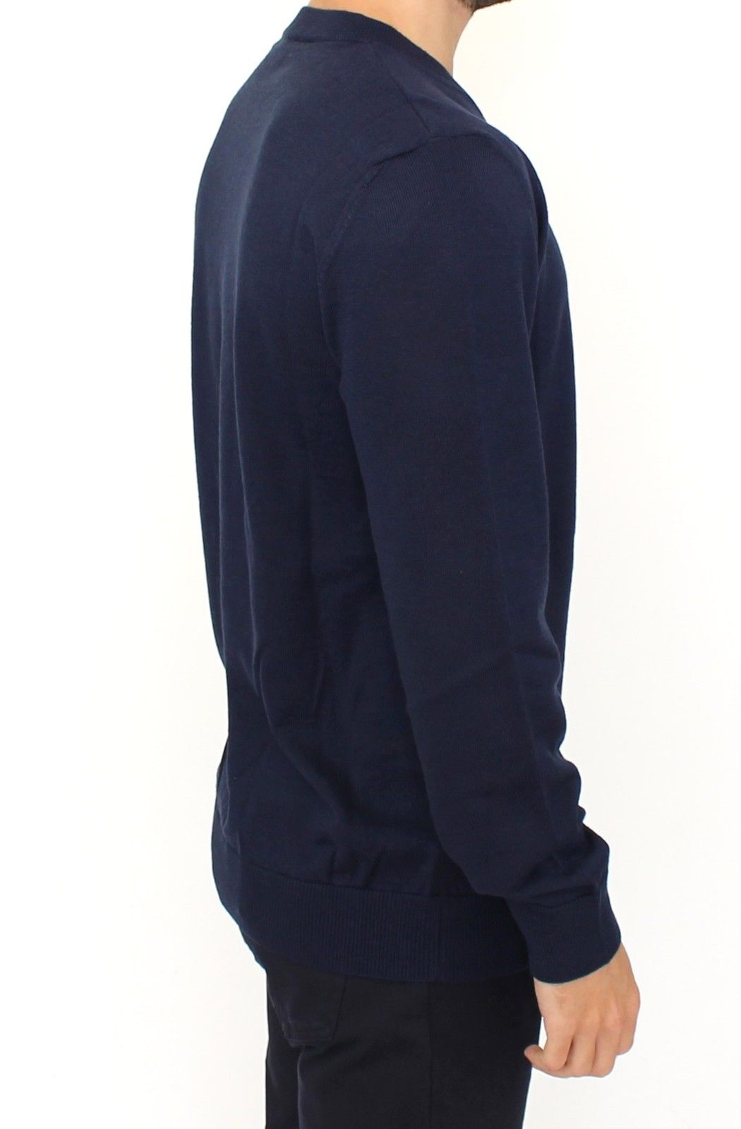 Ermanno Scervino Elegant Blue V-Neck Wool Blend Pullover Sweater for Women