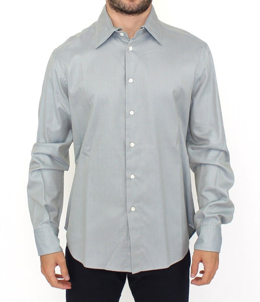Ermanno Scervino Elegance Unleashed Gray Casual Button-Front Shirt 