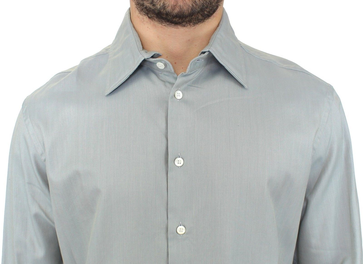  Impeccably tailored gray casual button-front shirt from Ermanno Scervino 